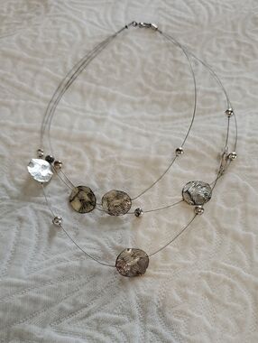 jcpenney Silver Multi-Strand Textured Disc Necklace